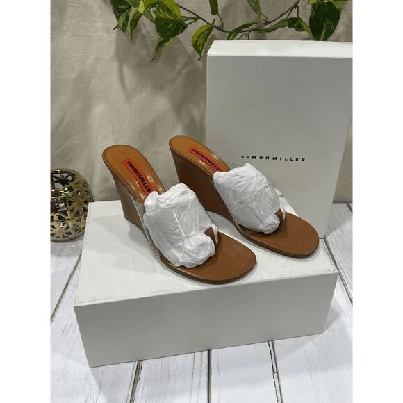 BUNDLE FOR LETTY - Simon Miller Women's F251 Bil Thong Wedge Sandals - Toffee 10 - Picture 2 of 10